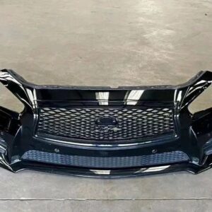 2014-2017 Infiniti Q50 Sport Front Bumper Cover Black Complete Oem.