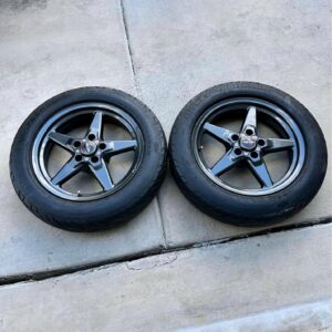 Racestar 17x5 fronts with 90% life 27x6x17 sportman s/r 5x114.3 bolt pattern.