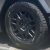 factory 20" Tesla Cybertruck wheel with a Goodyear Wrangler Territory RT tire model.